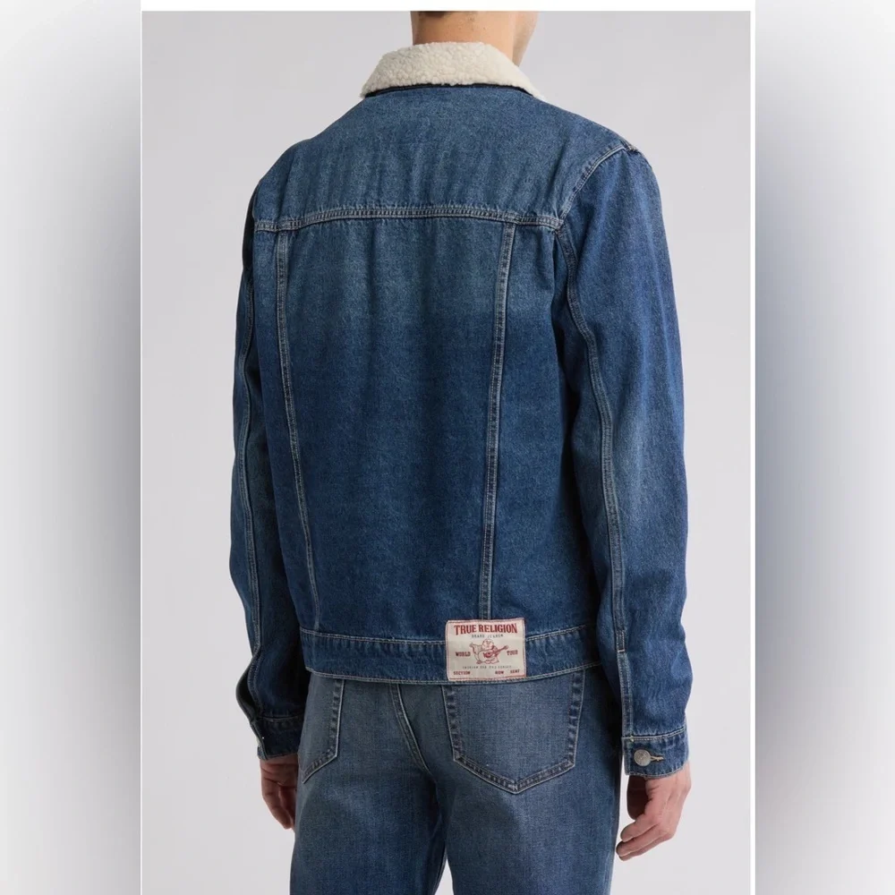 True Religion Faux Shearling Trim Trucker Jacket